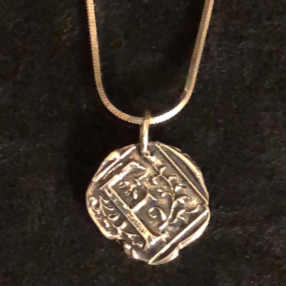 Vintage 925 Sterling Silver/Waxing Poetic F Charm  Necklace.Excellent Condition